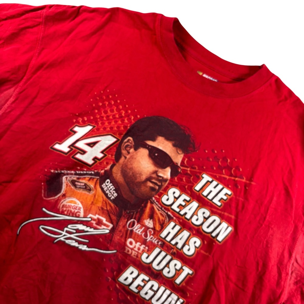 2009 Tour NASCAR Tony Stewart T-Shirt Mens 2XL Red Graphic‎ Crew Neck Tee VTG